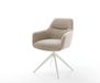 DELIFE Pejo-Flex Chaise-pivotante bouclé boue pied croisé large blanc pivotement sur 360° fonction bascule ressorts ensachés