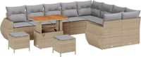 vidaXL Tuinbank Set Beige Polyrattan