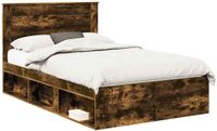 vidaXL Bedframe Gerookt eiken 120 x 200 cm