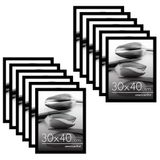 Americanflat 30x40 cm Fotolijsten met Gepolijst Kunststofglas – Set van 12 – Signature Collectie – Fotolijsten van Samengesteld Hout – Set voor op Tafel en Muur – Zwart