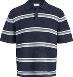 JACK&JONES JORMAINE KNIT STRIPE POLO JNR Jongens Polo's Maat 176 Biologisch katoen Gestreept Blauw