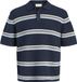 JACK&JONES JORMAINE KNIT STRIPE POLO JNR Jongens Polo's Maat 176 Biologisch katoen Gestreept Blauw