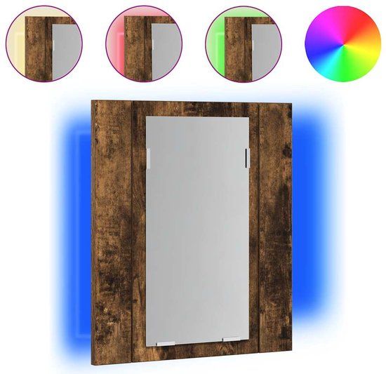 vidaXL Badkamerspiegelkast LED 40x12x45 cm bewerkt hout gerookt eiken