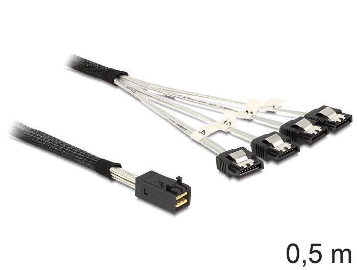 DeLOCK 83392 - Kabel - 0,5 m - Zilver, Zwart