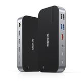 USB Lenovo USB C Docking Station 3 HDMI, 16-in-1 dockingstation twee monitoren, laptop docking station drie displays met USB A/C 3.1, USB 3.0/2.0, 100 W PD, Ethernet, audio en microfoon, SD & microSD voor Lenovo