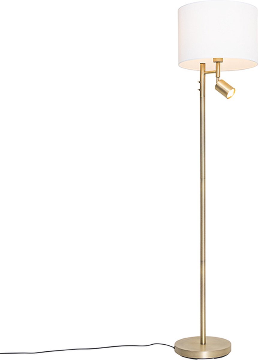 QAZQA jelena - Moderne Vloerlamp | Staande Lamp met leeslamp - 1 lichts - H 150 cm - Brons - Woonkamer | Slaapkamer | Keuken