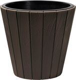 Prosperplast Plantenpot/bloempot Wood Style - buiten/binnen - kunststof - donkerbruin - D49 x H45 cm