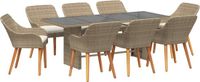 vidaXL 9-delige Eettafel Set Beige Polyrattan