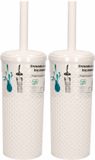 Merkloos Bahama Warenvertriebs Gmbh Toiletborstel met houder - 2x stuks - wit - kunststof - 35 cm