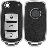 kwmobile autosleutelhoes geschikt voor VW Skoda Seat 3-knops autosleutel - TPU beschermhoes in zilver / zwart
