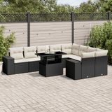 Maison Exclusive - Ensemble de meubles de jardin 10 pièces avec canapé et coussins, noir, en polyrotin