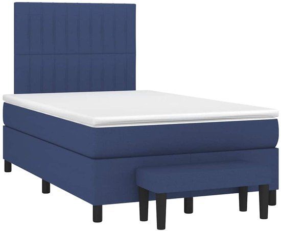 vidaXL Boxspring met matras stof blauw 120x190 cm