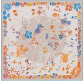 Roeckl sjaal Blooming Atlas 100x100 Katoen/Zijde Gebloemd Vrouwen Multi Pearl