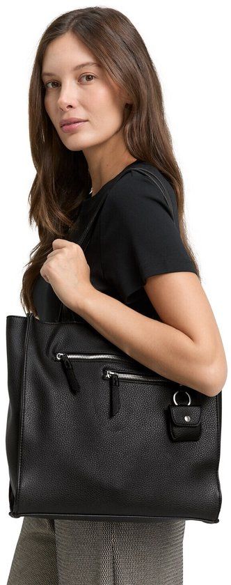 Tom Tailor TTWINONA M shopper met ritsdetails - Maat ONESIZE - schwarz / black