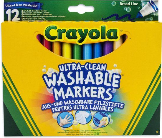 Crayola 12 Ultraclean Washable Felt Tip Pens with Cone Tip