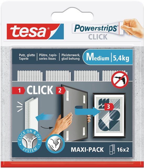 tesa Powerstrips CLICK (l x b) 80 mm x 20 mm Inhoud: 16 paar