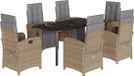 vidaXL Ensemble de jardin 7 pièces avec coussins, beige, en polyrotin