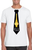 Bellatio Decorations Shoppartners Bv Wit kerst T-shirt voor heren - Suck my Piek zwarte stropdas print M