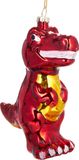 BRUBAKER T-Rex Rood - Handgeschilderde Glazen Kerstbal - Handgeblazen Kerstversiering - Grappige Kersthanger - Kerstboom Decoratie - 12 cm