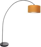 Mexlite Vloerlamp Solva 3896ZW Zwart met goudkleurige fluwelen lampenkap