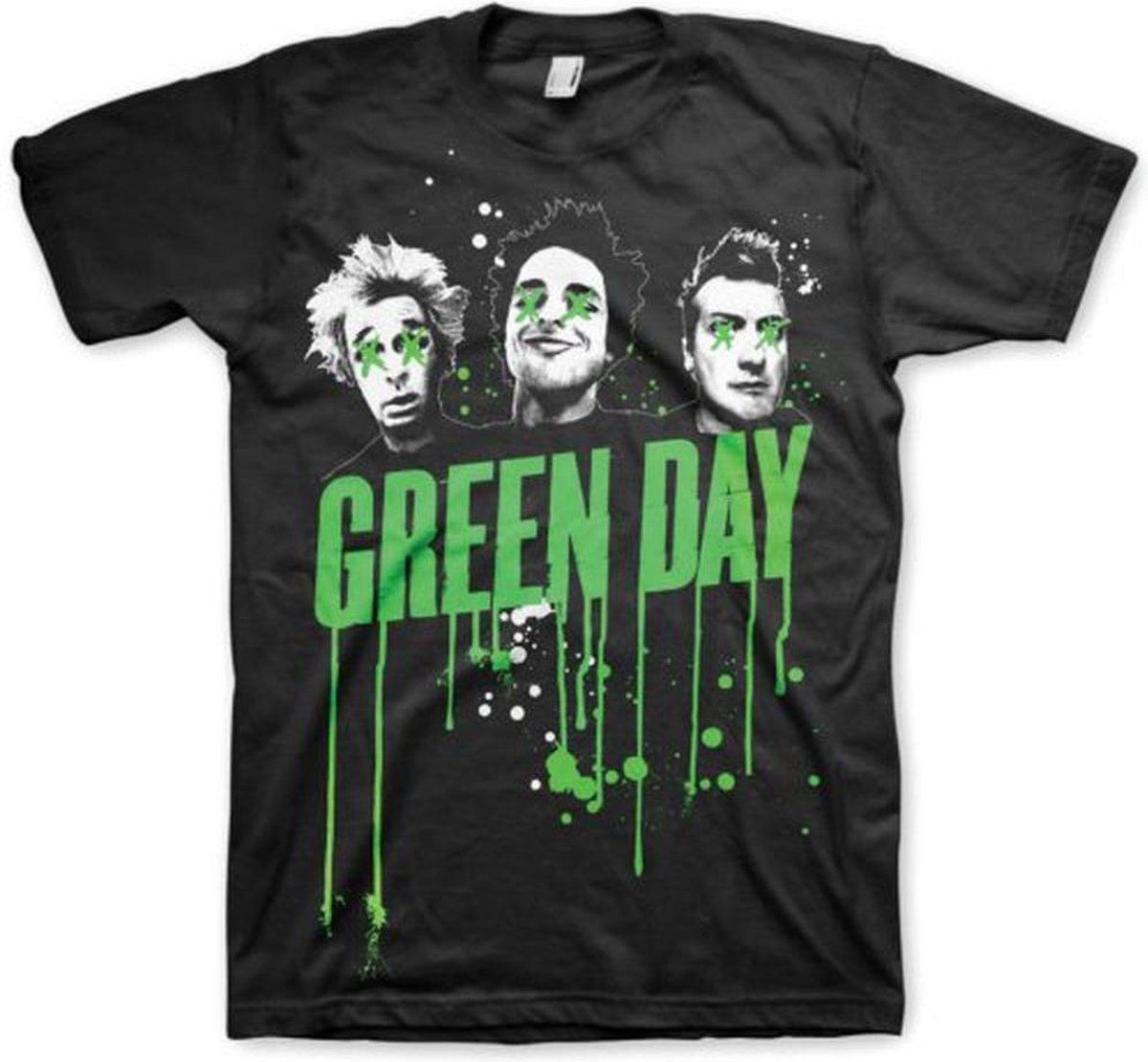 Rocks-Off Green Day Heren Tshirt -M- Drips Zwart - Katoen - Zwart - EAN: 5055295358829