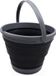 Merkloos Afwasteil opvouwbaar - 10 liter ronde plastic emmer voor viswater - draagbare waterpot - grijs-zwart - 33 cm diameter