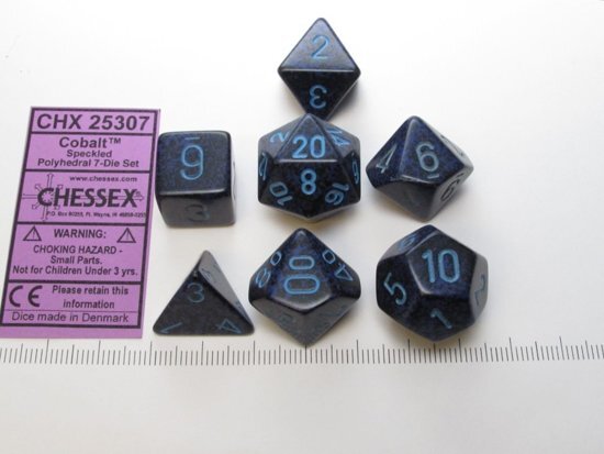 Chessex dobbelstenen set 7 polydice Speckled Cobalt