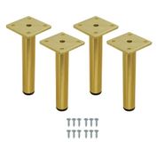 3E 3xE living.com Set van 4 ronde meubelpoten, metaal, goudkleurig, diameter 3 cm, hoogte 15 cm
