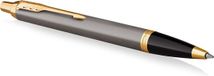Parker IM-balpen | grijze lak met gouden details | medium punt | Blauwe inkt | geschenkverpakking