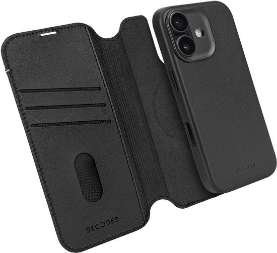 DECODED 2-in-1 Leren Detachable Wallet Hoesje Geschikt voor iPhone 17 - Zwart