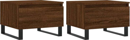 vidaXL Salontafels - 2 stuks - Bewerkt Hout - Bruin Eikenkleur - 50x46x35 cm