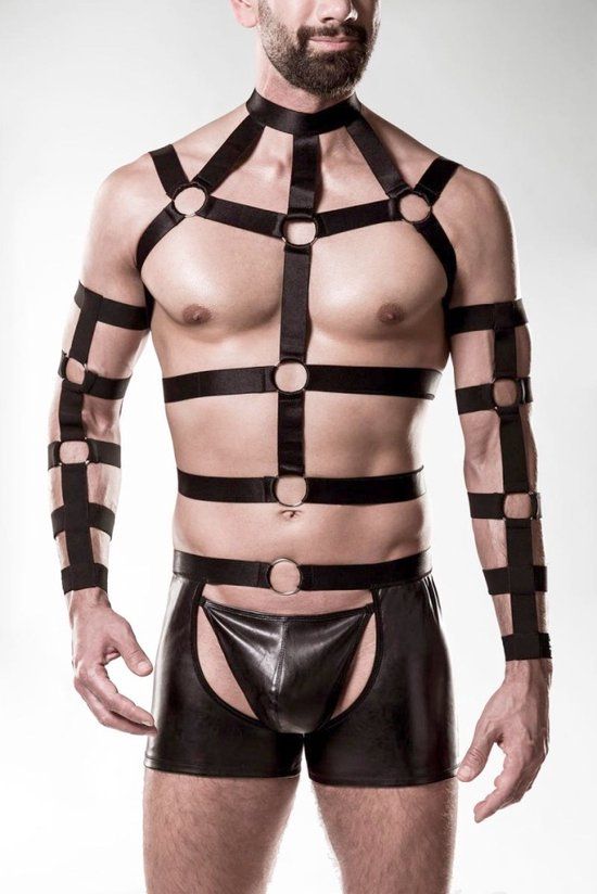 Grey Velvet Harness Set Kledingset - Zwart - XXL