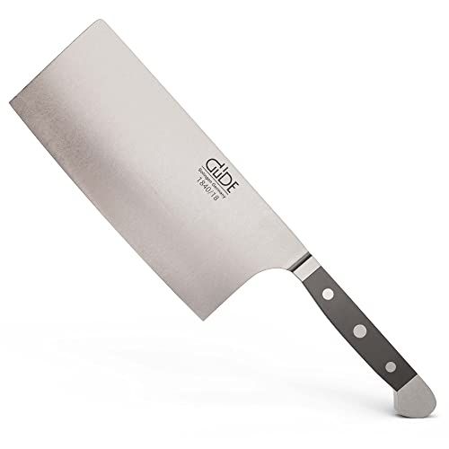 GÜDE Solingen - Chinees Koksmes gesmeed, 18 cm, POM zwart, ALPHA, dubbele bolster, Handgemaakt Duitsland