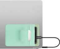 kwmobile elastische harde schijf hoes geschikt voor SanDisk Portable SSD, Samsung T7, Crucial X8, HDD - 13 x 8,3 cm - Met 2 opbergvakken - Externe SSD houder in pastelgroen