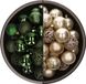 Bellatio Decorations Kerstballen mix - 74-delig - parel champagne en donkergroen - 6 cm - kunststof
