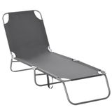 Outsunny Ligstoel - Metaal - 187x55x24cm - Grijs