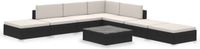 vidaXL Loungeset - 8-delig - Zwart - Poly Rattan - met Kussens