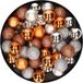 Merkloos / Sans marque Kerstballen mix - Set van 40x stuks - kunststof - koper oranje en zilver - Dia 3 cm - Kerstversiering - kleine balletjes voor mini boompjes