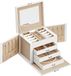 Boîte à bijoux de luxe avec 4 niveaux et 3 tiroirs - Papier blanc