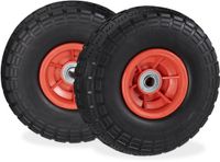 Merkloos 8x steekwagenwiel - anti-lek - 4.1/3.5-4 - rubber - zwart/rood
