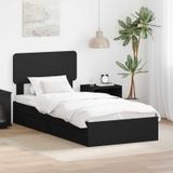 Maison Exclusive - Lit de rangement, réglable, noir, 90 x 190 cm, panneau de particules