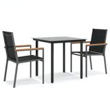 vidaXL 3-delige tuinset, zwart, met Textilene en staal