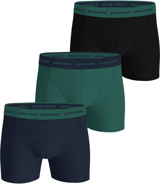 Bjorn borg Björn Borg Cotton Stretch Boxershorts - Heren - Maat S - Groen/Donkerblauw/Zwart - 3 stuks
