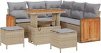 vidaXL Tuinset, 9 stuks, 6 zitplaatsen, beige et gris clair