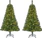 Black Box Kunst kerstboom - Set van 2x stuks - 120 cm - met kerstverlichting - warm wit