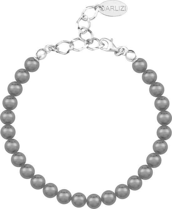 ARLIZI 1141 Parel Armband - Dames - 925 Sterling Zilver - 18 cm - 6 mm - Grijs