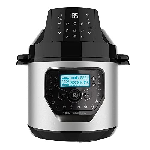 Cecotec Programmeerbare pan met luchtfriteuse en GM H Deluxe Fry multifunctionele keukenmachine, 6 liter, voorwaartse deksel, programmeerbaar, 24 uur temperatuur instelbaar, recept