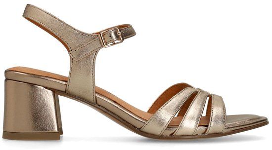 No Stress Dames Bronzen leren sandalen met hak - Maat 38