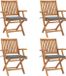 vidaXL Fauteuils pliants avec coussins, set de 4, bois de teck massif