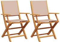 vidaXL Tuinstoel - Inklapbare Tuinstoel - Massief Acaciahout en Stof - Taupe